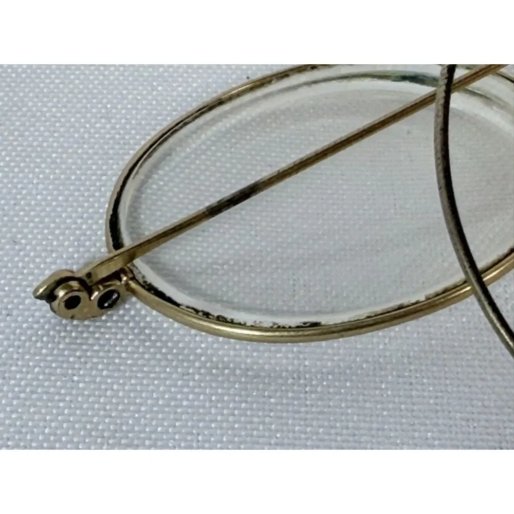 Antique STEVENS & CO Victorian Era Gold Wire Rim Eyeglasses Near Sight Cable
